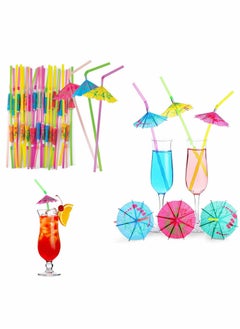 Buy Hawaii Drinking Straws, Umbrella Drinking Straws 50Pcs, Multicolored Tropical Fancy Mini Paper Umbrella DrinkDisposable Bendable Drinking Straws for Island Themed Party, Kitchen Supplies, Restaurants in UAE