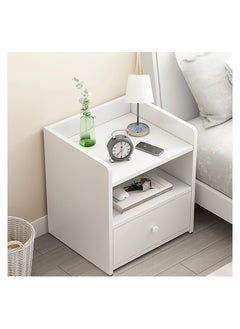 اشتري Large Capacity Bedside Table Nightstands Home Bedside Storage Cabinet with Drawer Storage Table White في الامارات