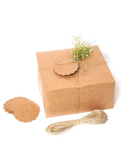 اشتري Kraft Gift Boxes 10 Pack 8X8X4 Inches Thick Kraft Paper Boxes With Lids Tags & Jute Rope For Gifts Wedding Favours Bridesmaid Proposals Cupcakes Crafting في الامارات