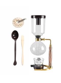 اشتري Liying 3cup Table top Golden Siphon (Syphon) Coffee Maker with Alcohol Burner, Plastic Coffee Powder Spoon, Filter Cloth and Wooden Stirrer (Black) في الامارات