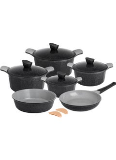 Buy Joel Granite Cookware Set 12 Pieces Black Color in Saudi Arabia