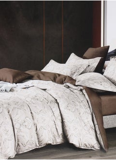 Buy 4-Piece Nice Pattern Duvet Cover Set Brown/White King Size in UAE