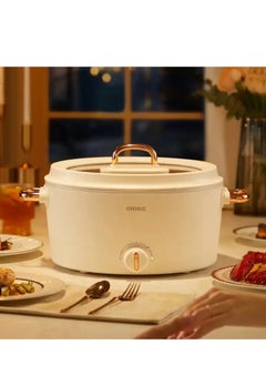 اشتري Hot Pot Electric Cooker Steamer 3L Portable Cooker with Steamer Rapid Cooking for Hotpot Tom Yum Stew Soup Steak Stir Fry with Dual Powe Control Over Heating Protection في الامارات