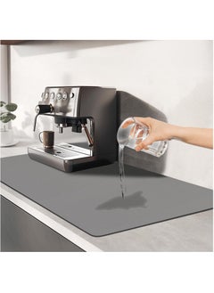 Buy Coffee Mat - Hide Stain Absorbent Rubber Backed Quick Drying Mat Fit Under Coffee Maker Espresso Machine - Coffee Bar Accessories Kitchen Counter Dish Drying Mat Grey in UAE