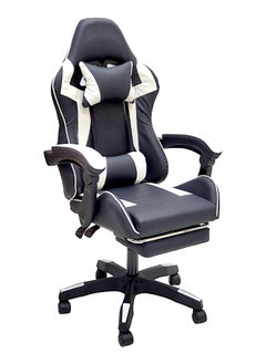 Buy SBF High Back Gaming Chair with Footrest - Premium Leather, Padded Armrests, Adjustable Height, Headrest Cushion & Reclining Backrest, Swivel Office Computer Chair, White Black in UAE