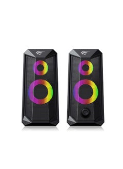 اشتري Desktop Speakers, Computer Audio, Multi-Function Knob Volume Control, Dynamic RGB Lighting Effects, Slightly Tilted Design, Clear Stereo Sound, Suitable for a Variety of Devices في السعودية