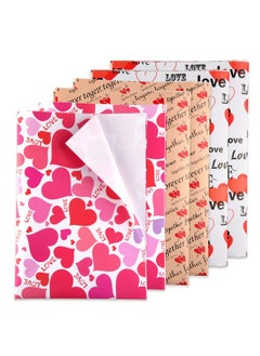 اشتري 6 Pcs Heart Wrapping Paper Printed Patterned Tissue Valentines Gift Wrap Red Tissue Paper For Gift Wrap Supply(50 * 70Cm) في الامارات