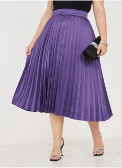 Buy Satin Pleated A-Line Midi Skirt in Saudi Arabia