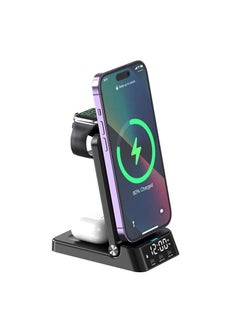 Buy 4 in 1 Wireless Charger Station | Fast Charging | Qi Multi Charging Stand | For Apple iPhone 14/13/12/11/ Watch/Samsung - Black in UAE