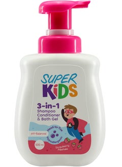 Buy Super Kids 3 In 1 Shampoo & Conditioner & Bath Gel  Strawberry - 500 Ml in Egypt