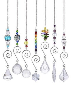 Buy 7 Piece Colored Crystals Prisms Glass Hanging Pendant Suncatchers Beads for Chandeliers Windows Garden Decoration in Saudi Arabia