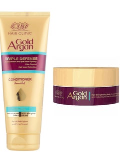 Buy Eva Hair Clinic Mask With Gold And Argan Oil +Eva Hair Clinic Gold Argan Hair Conditioner - 430 ml in Egypt