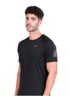 Buy LINING RAGLAN ROUND NECK-T SHIRT- (BLACK) (ATST993-1-M) in UAE