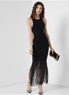 Buy Plunge Neck Ruffle Dress in UAE