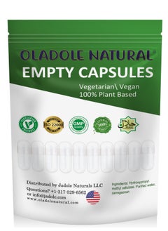 Buy Oladole Naturals, Empty Capsules Size 0 Clear Vegan/Vegetarian Halal Plant Based, 25g - About 250 Caps in UAE