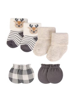 اشتري Baby Socks And Mittens Set 4 Piece Boy Woodland في الامارات