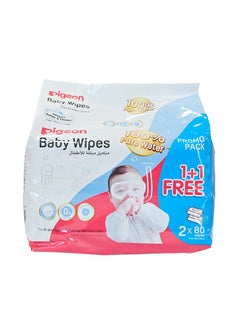 Buy Baby Wipes 100% Water 2x80 wipes in UAE