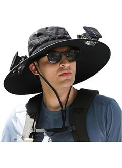 اشتري Wide Brim Solar Fan Outdoor Fishing Hat Hats for Men Women & USB Charging,Upf50+ في الامارات