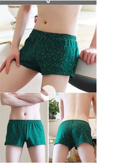 Buy Men's Loose Cotton Underwear Comfortable Breathable Home Boxers Green in Saudi Arabia