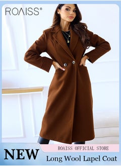 اشتري Women's Fashion Lapel Woolen Coat Casual Loose Fitting Suit Collar Coat With Practical Pockets On Both Sides Coat في الامارات