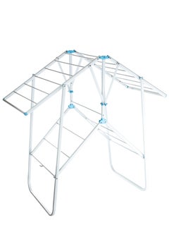 Buy Laundry rack and clothes drying rack white and blue133x58x95 cm in Saudi Arabia