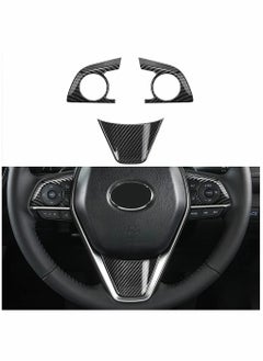 Buy Auto ABS Steering Wheel Cover Trim Frame Sticker Sport Style - Carbon Fiber Grain, for Toyota Camry 2022 2021 2020 2019 2018, for Avalon Accessories (3pcs) in Saudi Arabia