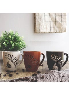 Buy 3 Pieces Of Ceramic Mug For Coffee And Hot Drinks 150Ml (Brown - Beige - Honey) in Egypt