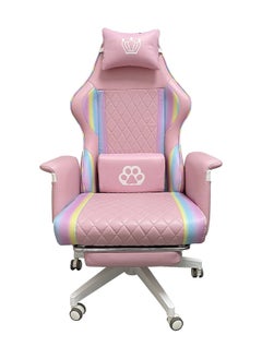 اشتري Gaming Chair with Footrest Massage Racing Office Computer Ergonomic Chair PU Reclining Video Game Chair Adjustable Armrest High Back Esports Chair with Headrest and Lumbar Support (Pink) في الامارات