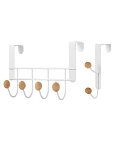 Buy Over The Door Hooks, 2 Packs Sturdy Metal Over Door Coat Rack Door Coat Hanger for Hanging Clothes Hats Robes Towels Purses, Behind Back of Bathroom Bedroom - White in UAE