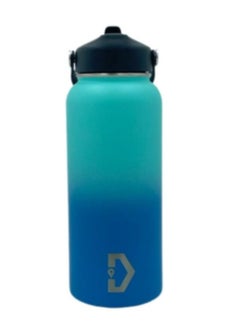 اشتري زجاجة ماء معزولة كبيرة 32 أونصة من الفولاذ المقاوم للصدأ قارورة مياه فارغة مع فم واسع وقش زجاجة ماء مفتوحة ( تيفاني والأزرق ) في السعودية