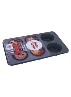 Buy 6-Cups Dishwasher Safe Jumbo Carbon Steel Muffin Baking Pan Dark Grey 4 x 21.5 x 35 cm BC1093 in Saudi Arabia