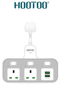 Buy 3000W Multi Extension Socket, 2 AC Outlet Power Extender with 2 USB Charging Ports 2.4A Multi-Use, 180 Degree Rotatable Extension Socket with On/Off Switches for Each Outlet, UK Plug Adapter for Home, Office, Kitchen Easy to Use and Safe. in Saudi Arabia