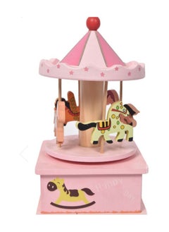 Buy Plastic and metal carousel music box with a play park and a flying horse for children (pink color) - a carousel musical toy with music in Egypt