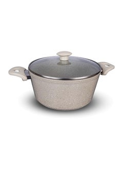 اشتري Top Chef Pot Granite Size 22 Biege Glass Lid في مصر