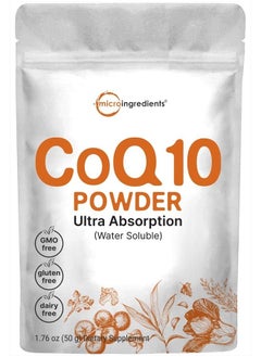 Buy Water Soluble COQ10 Supplement (COQ10 200mg Per Serving in Powder Form), 50 Grams (8 Months Supply), Extra Absorption, Support Heart Health and Energy Production, Vegan Friendly in UAE