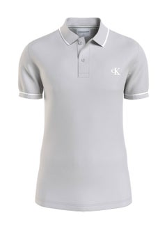 Buy Men's Slim Polo Shirt - Cotton, Gray in UAE