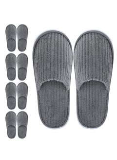 Buy Disposable Slippers, 5 Pairs Closed Toe Spa Slippers Coral Fleece Washable Home Slippers for Women Men Guests Hotels House Slippers Housewarming Party Indoors Bathroom Traveling (Gray) in UAE