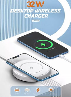 Buy 5-in-1 Wireless Charger, 32W Wireless Charging Station with 15W Qi-Certified Wireless Charger & 32W USB-C Port PD Fast Charger, Portable Multiport Charger for iPhone, iPad, Samsung and More in UAE