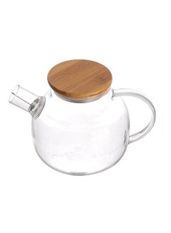 Buy Akher el Ankoud Transparent glass tea pot with wooden lid, 1000 ml in Egypt
