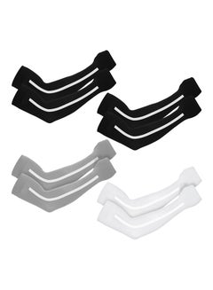 Buy 4 Pairs Arm Sleeve UV Sun Protection Arm Sleeves Cooling Sports Sleeve Anti Slip Ice Silk Arm Warmers Reflective Arm Covers for Men Women Golf Cycling Working Sleeves Supplies in Saudi Arabia