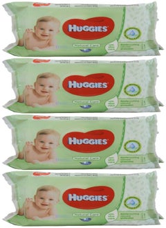 اشتري Huggies Baby Wipes Natural Care with Aloe Vera, 56 Count (Pack of 4) في الامارات