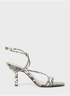 Buy Snakeskin Print Ankle Strap Heels in Saudi Arabia