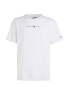 Buy Men's Classic Gold Linear T-Shirt, White in UAE