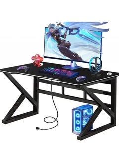 Buy Ergonomic Large Gaming Desk, Computer Desk, K-Shaped Gaming Table, PC Gaming Workstation Home Office Desks, Space-saving, Easy to Assemble Black 120x60x75cm（chair not included） in UAE