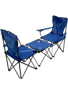 اشتري GO2CAMPS-3 Peices Foldable Camping Chairs With Table for Family Compo Sett -Blue | Beach Chairs | Garden Chairs | Fishing Chairs | Picnic Chairs | Travelling Chairs for Couples Sett في الامارات