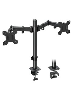 Buy 13-27" Dual Monitor Stand Mount, Heavy-Duty Fully Adjustable Desk Clamp Arms for Computer Screens, Loads up to 17.6lbs per arm w/Swivel and Tilt, 75/100mm VESA, Black (A) in Saudi Arabia