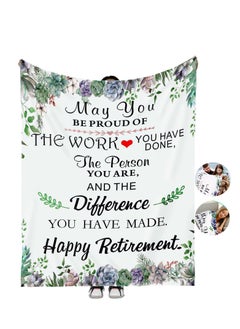 Buy Happy Retirement Gifts for Women Men 60x50 Inches Retired Throw Blankets - Lightweight Flannel Blanket for Nurse Police Teacher Coworker Dad Mom Coworker Bedding Succulents in UAE