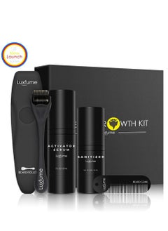 اشتري Beard Growth Kit with 4 Different Tools for Effective Beard Grooming Hair Care Growth Set Contains Beard Derma Roller, Activator Serum And Beard Comb في الامارات