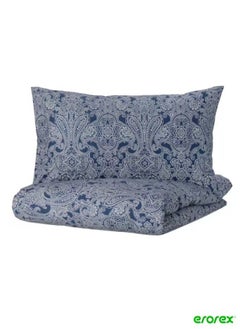 Buy Duvet cover and 2 pillowcases dark blue 240x220/50x80 cm in Saudi Arabia