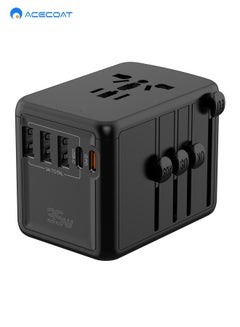 Buy PD 35W Universal Travel Adapter Worldwide - 6 in 1 Powerful International Travel Plug Adapter with 3 USB-A & 2 USB-C, 35W PD Fast Charging Port USB C Wall Charger for USA/UK/EU/AUS,Black in Saudi Arabia